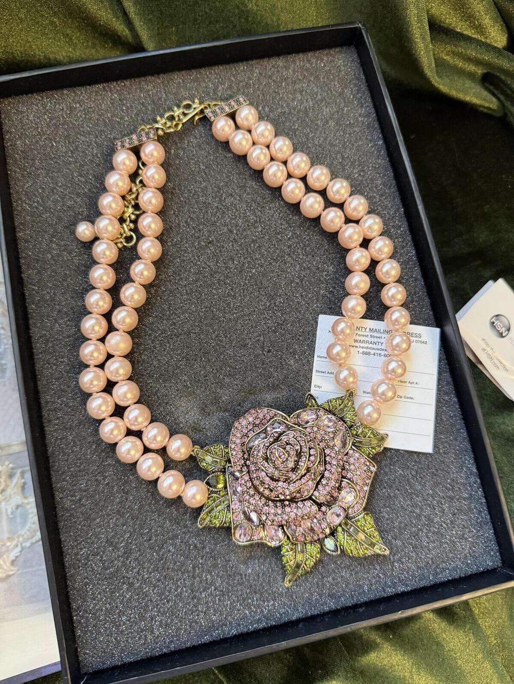 Heidi Daus “Beauty and the Beast” Rose Pearl Necklace